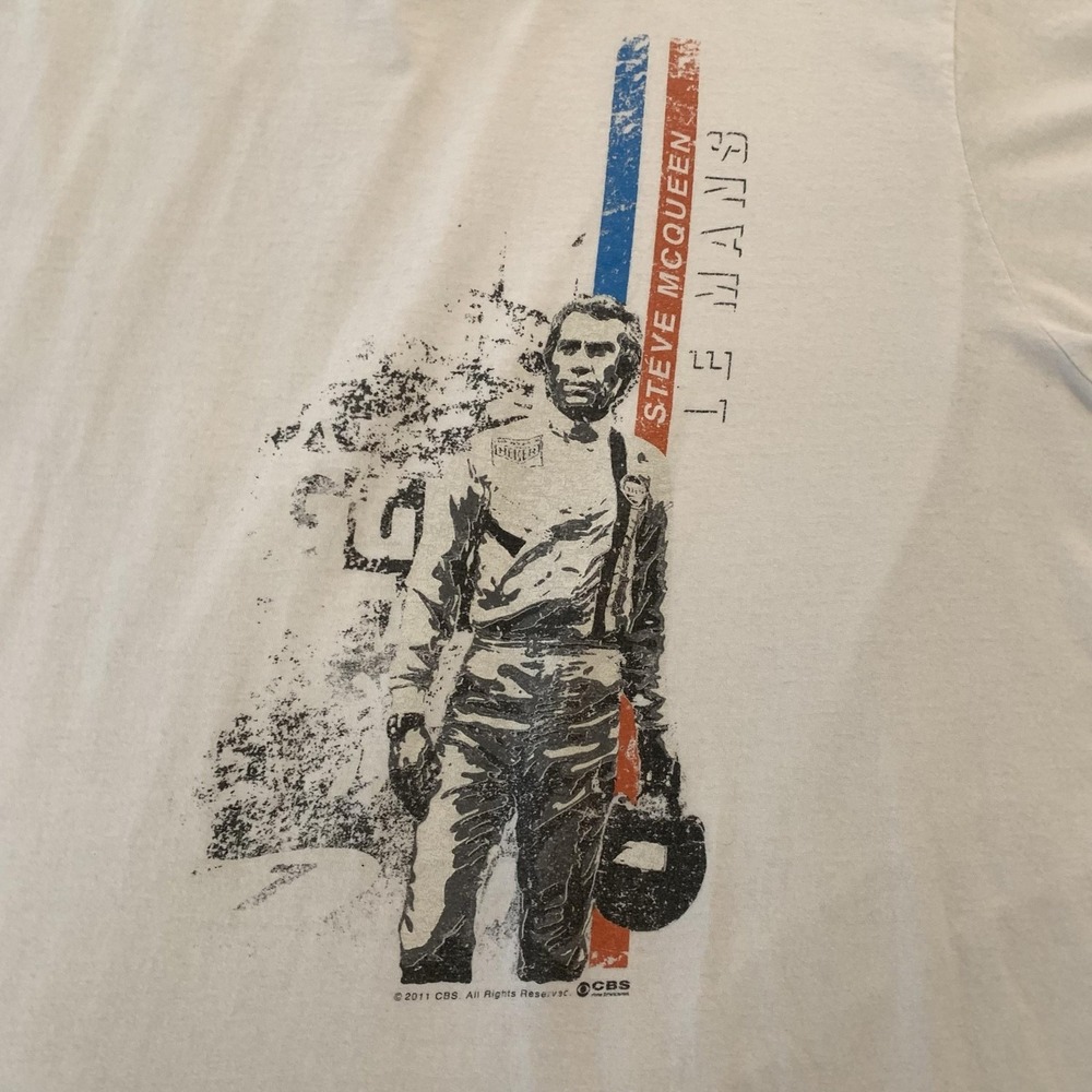 District Shirt Mens 3XL White Steve McQueen Le Mans Movie Graphic Tee T-Shirt